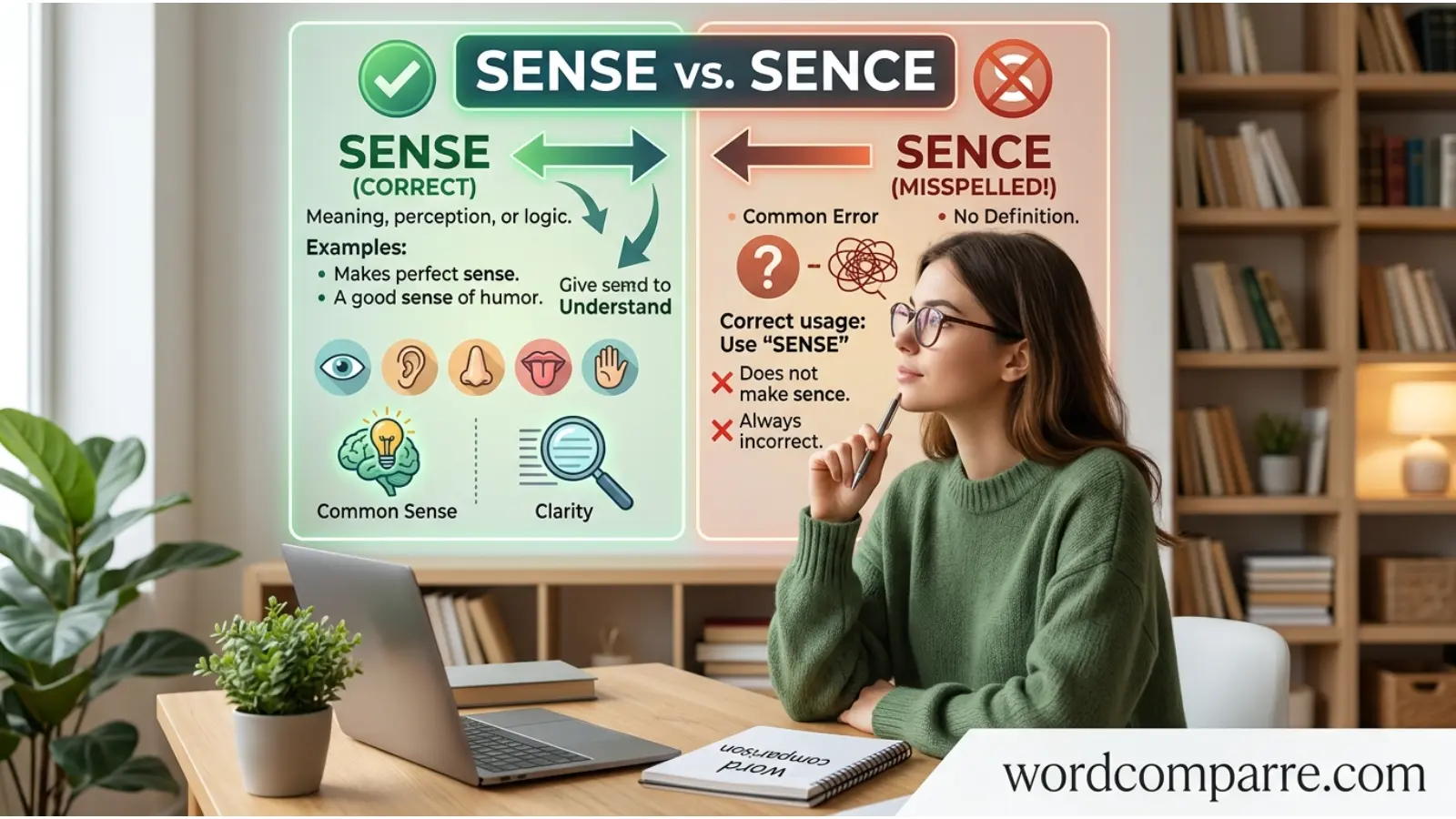 sense vs sence