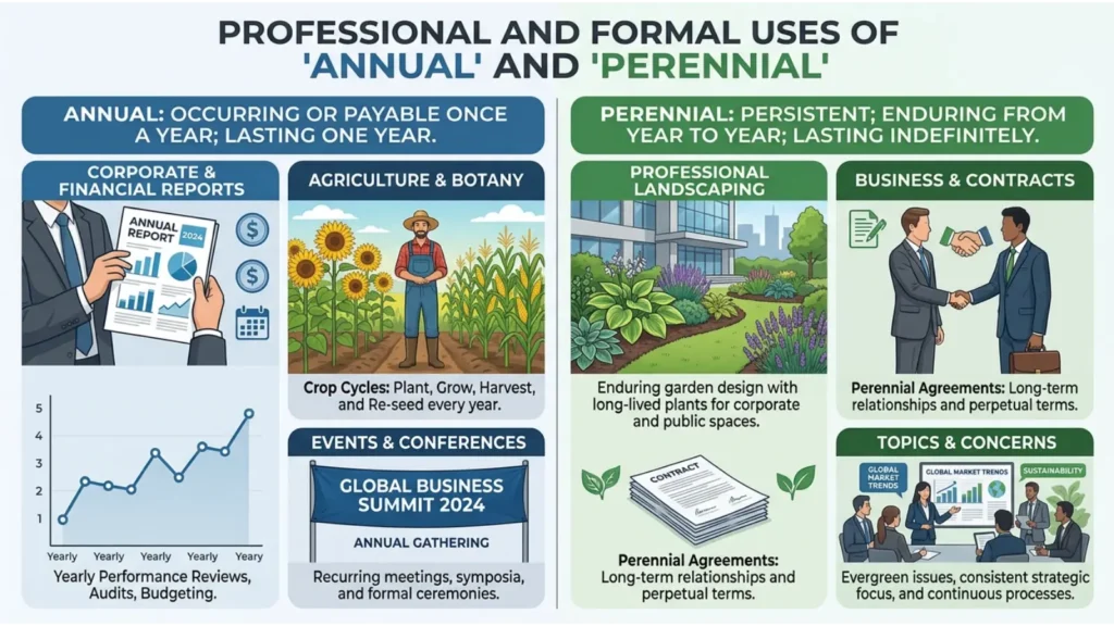 Professional and Formal Uses of Annual and Perennial