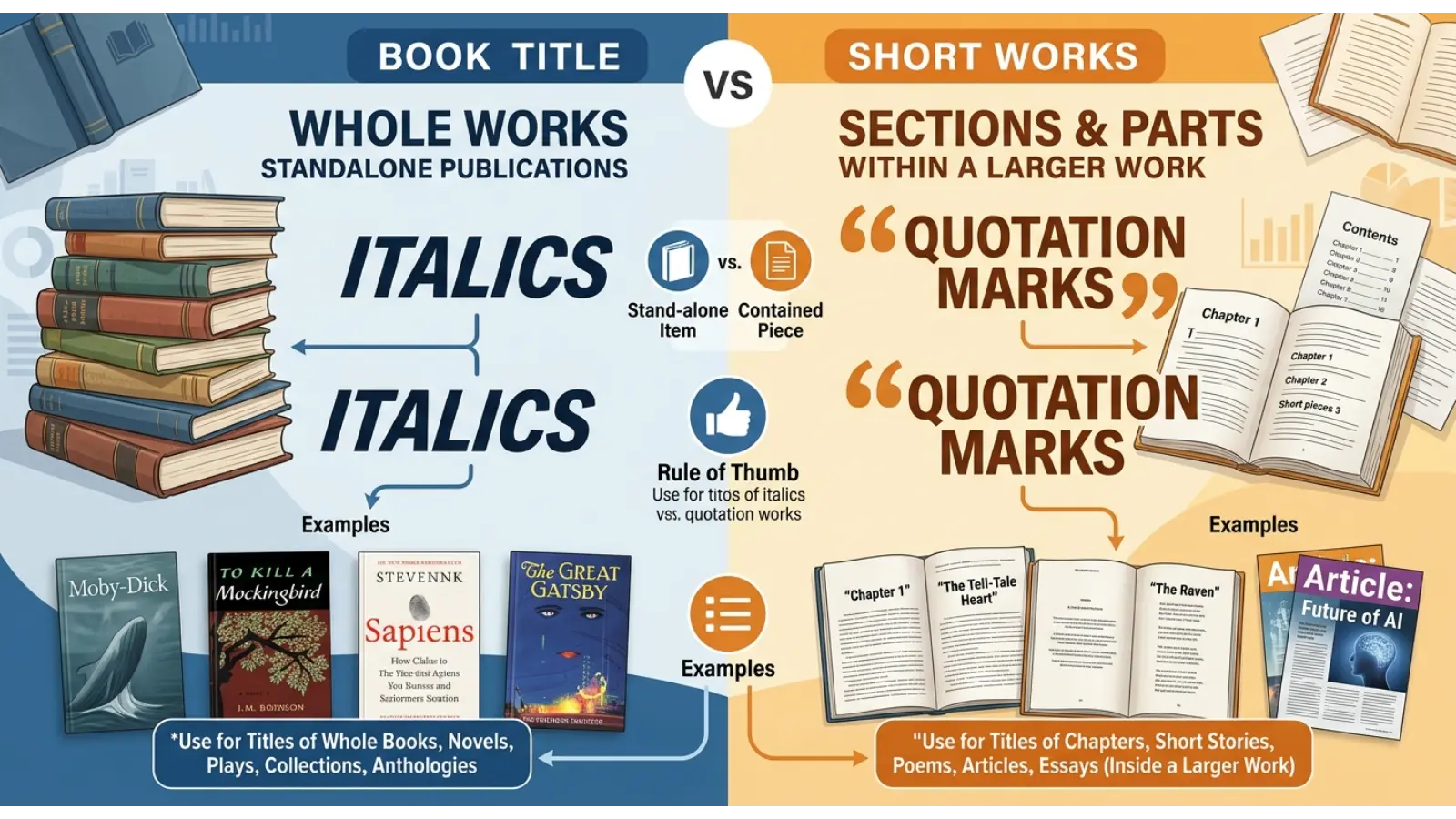 What Is the Difference Between Book Title Italics or Quotes.